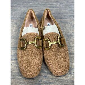 BIBI LOU Teddy Shearling Loafers in Tan Sz 38 US Sz 7.5 Women’s NWOT